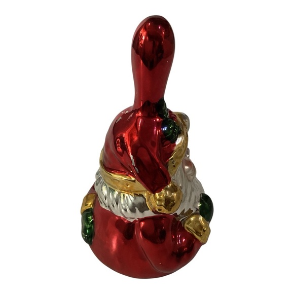 Vintage Santa Claus Hand Bell Ceramic Shiny Painted 5.75" Christmas Holiday Deco - Picture 4 of 7